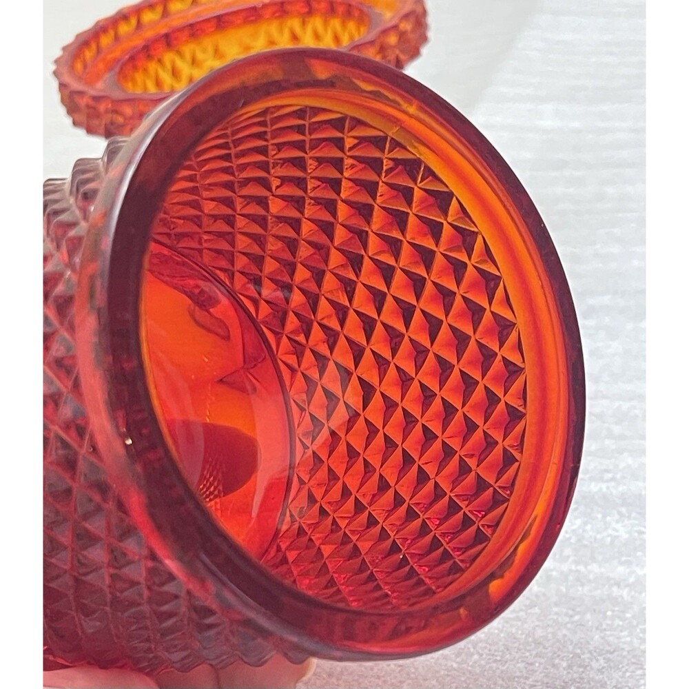 Viking Glass Dimond Point Fairy Lamp 6.75” UV Glows Red Amber Color Variation - Picture 9 of 14